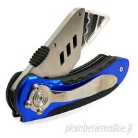 KCUT 567820 Cutter utilitaire couteau pliant équipé d'une lame BLACK BLADE SK2 lame 3 fois plus solide pour 3 fois plus de coupes Aluminium + Gomme Bleu B07LGMP9WH